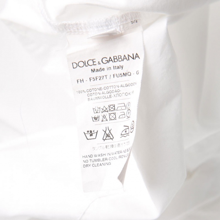 Pre Owned Dolce and Gabbana White Cotton Short Sleeve Button Front Shirt S