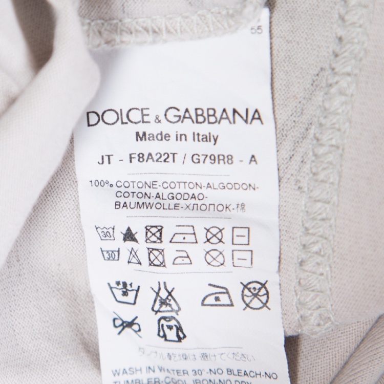 Pre Owned Dolce and Gabbana Grey Cotton Jersey Sicily Print T-Shirt M