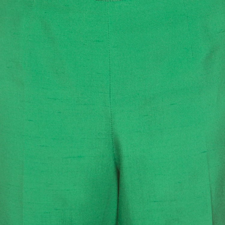 Pre Owned Dolce and Gabbana Green Silk Tailored Pants M