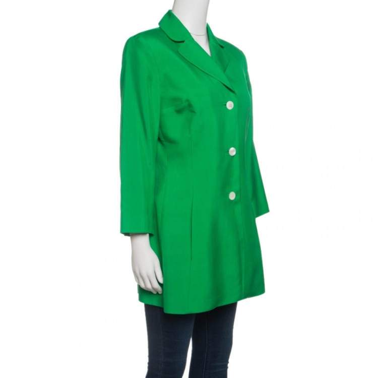 Pre Owned Dolce and Gabbana Green Silk Knit Coat M