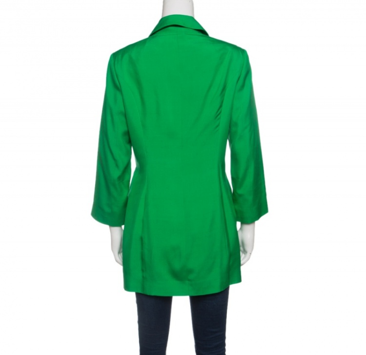 Pre Owned Dolce and Gabbana Green Silk Knit Coat M