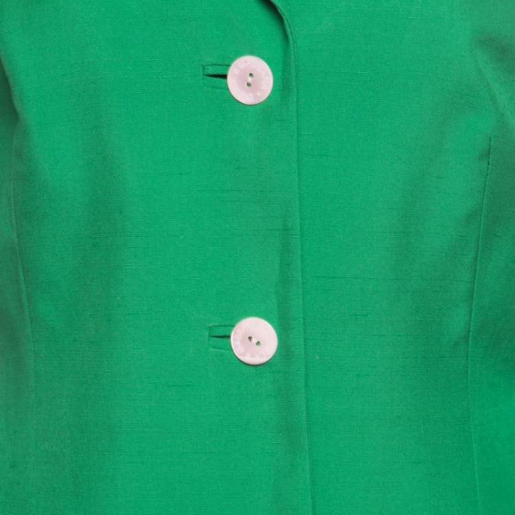 Pre Owned Dolce and Gabbana Green Silk Knit Coat M