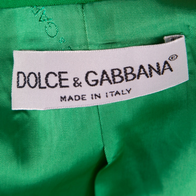 Pre Owned Dolce and Gabbana Green Silk Knit Coat M