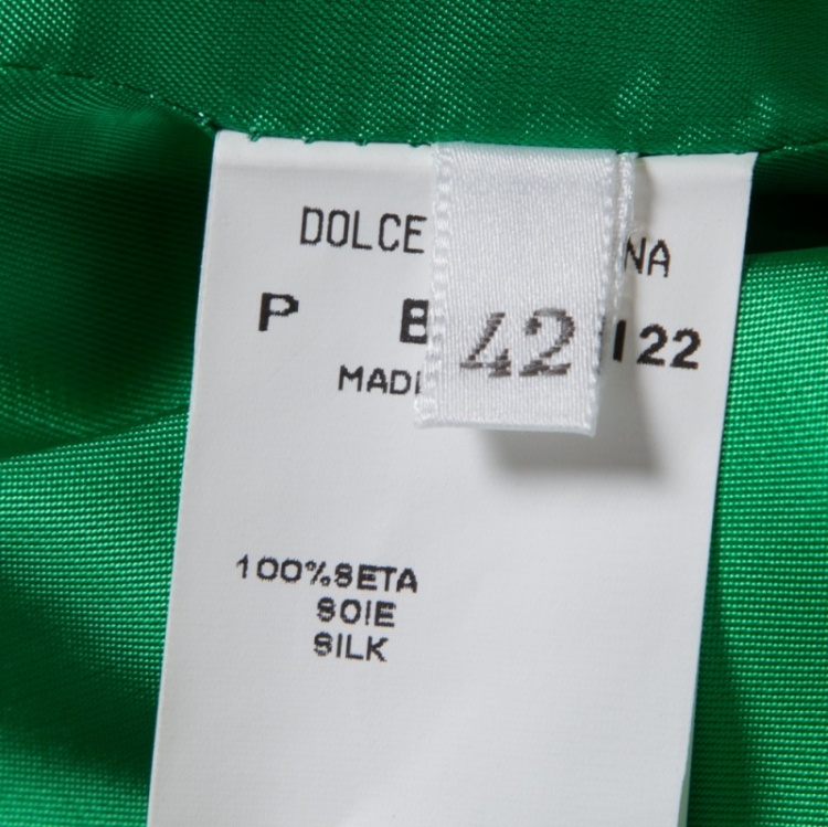 Pre Owned Dolce and Gabbana Green Silk Knit Coat M
