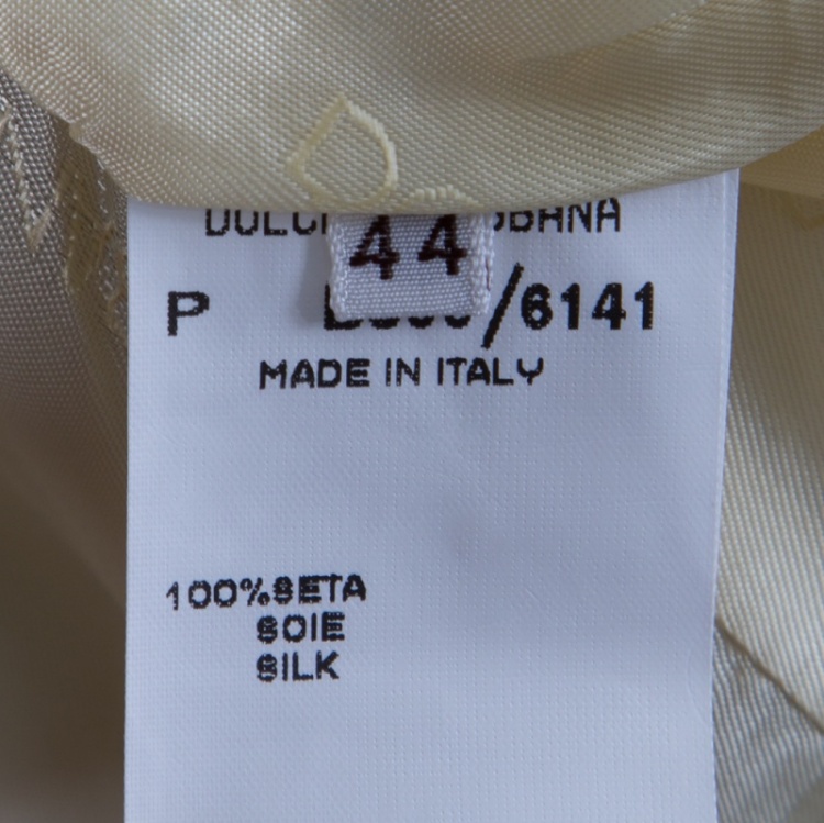 Pre Owned Dolce & Gabbana Cream Floral Printed Silk Knit Blazer M