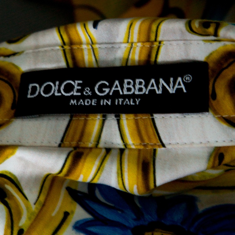Pre Owned Dolce and Gabbana Majolica Print Long Sleeve Button Front Cotton Poplin Shirt S