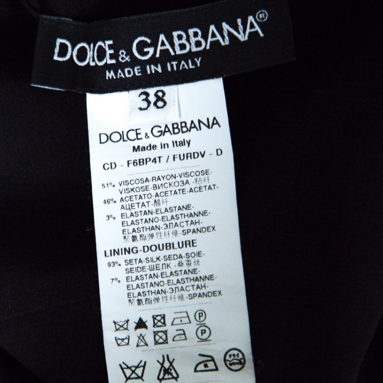 Pre Owned Dolce and Gabbana Black Scalloped Lace Trim Sleeveless Dress S