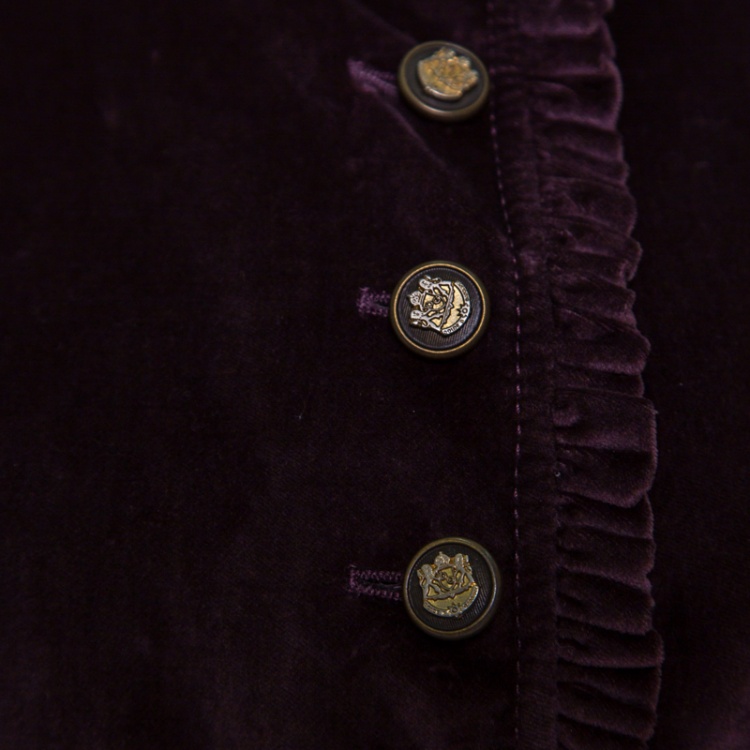 Pre Owned Dolce and Gabbana Purple Velvet Ruffled Trim Jacket M