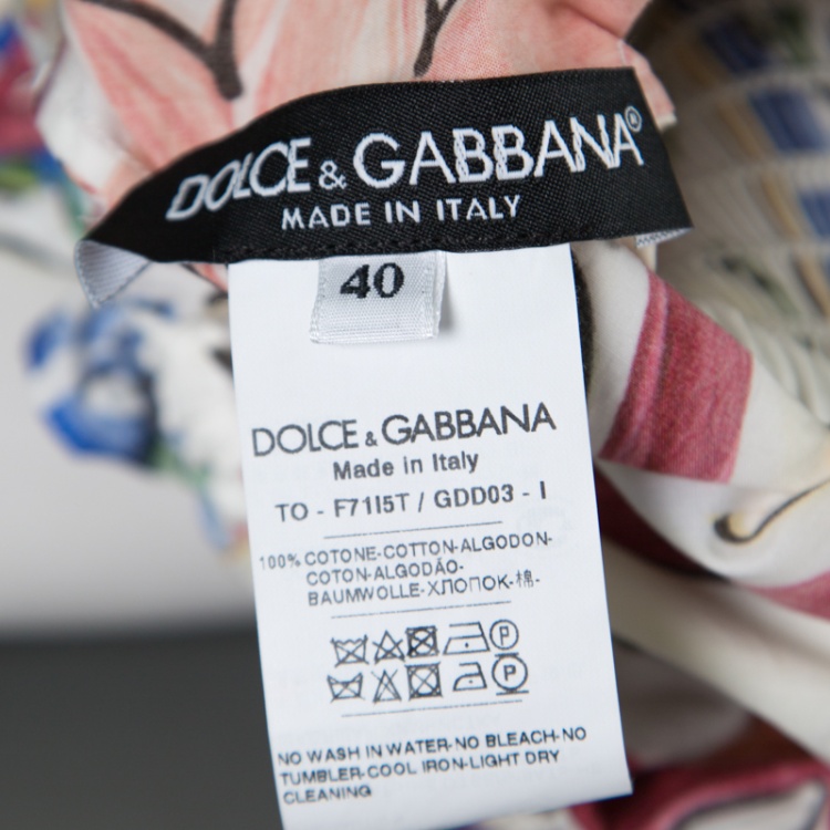 Pre Owned Dolce and Gabbana Multicolor Majolica Printed Cotton Smocked Waist Sleeveless Top S