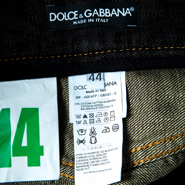 Pre Owned Dolce & Gabbana 14 Green Grey Faded Effect Distressed Denim Jeans M