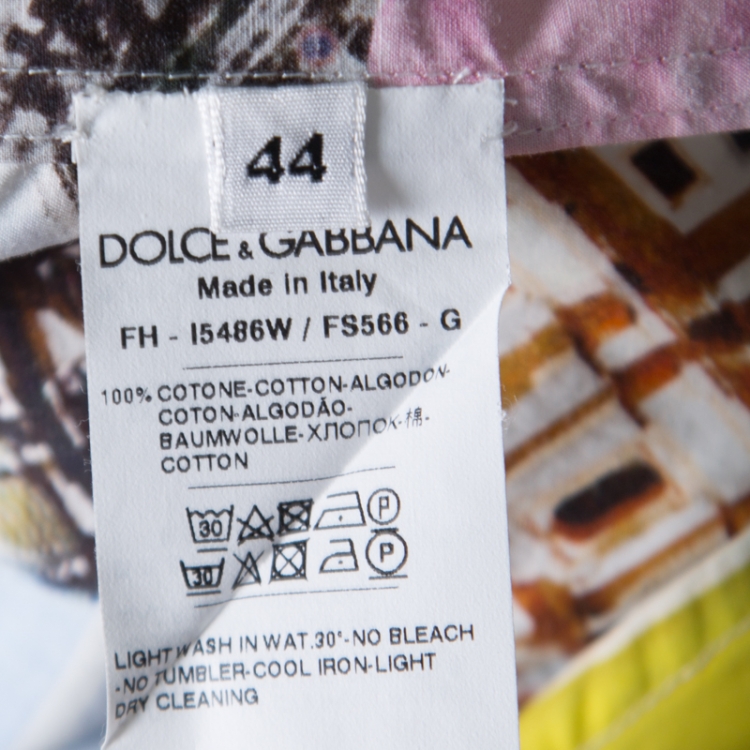 Pre Owned Dolce and Gabbana Saluti Da Palermo Printed Cotton Oversized Shirt M