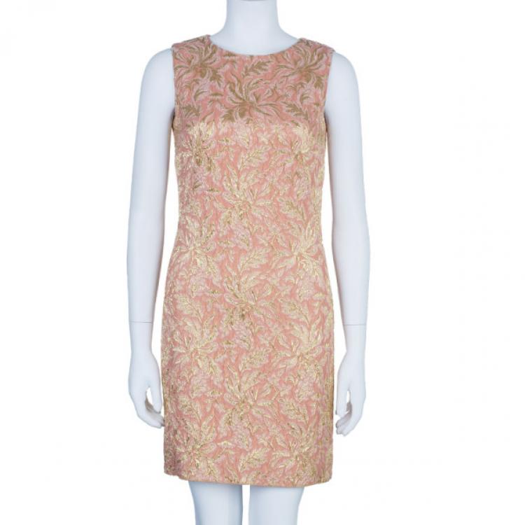 Dolce and Gabbana Peach Brocade Silk Dress S Dolce & Gabbana | TLC