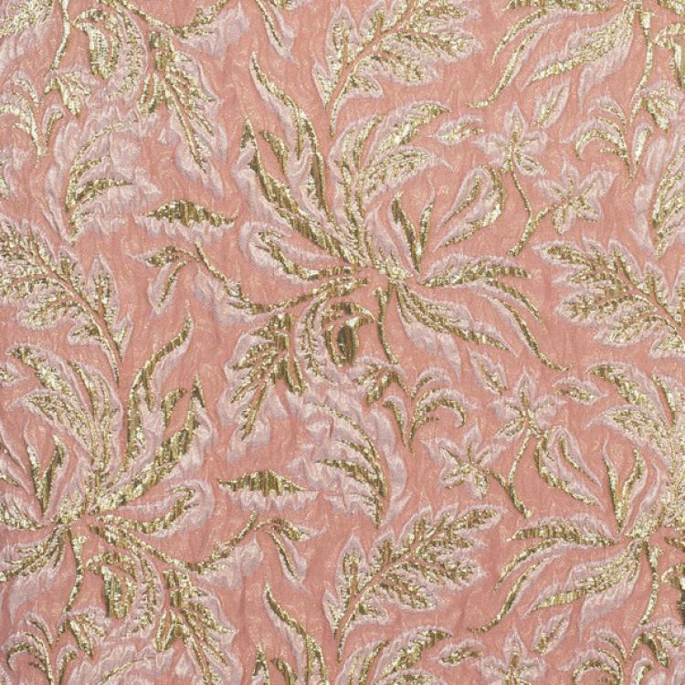 Pre Owned Dolce and Gabbana Peach Brocade Silk Dress S