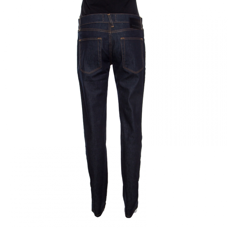 Pre Owned Dolce and Gabbana Indigo Dark Wash Stretch Denim Straight Fit Jeans L