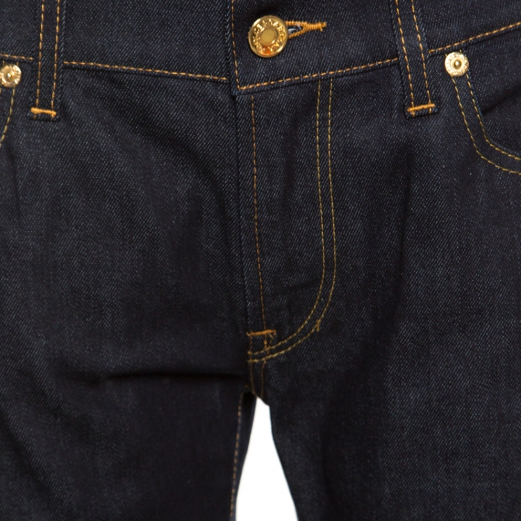 Pre Owned Dolce and Gabbana Indigo Dark Wash Stretch Denim Straight Fit Jeans L
