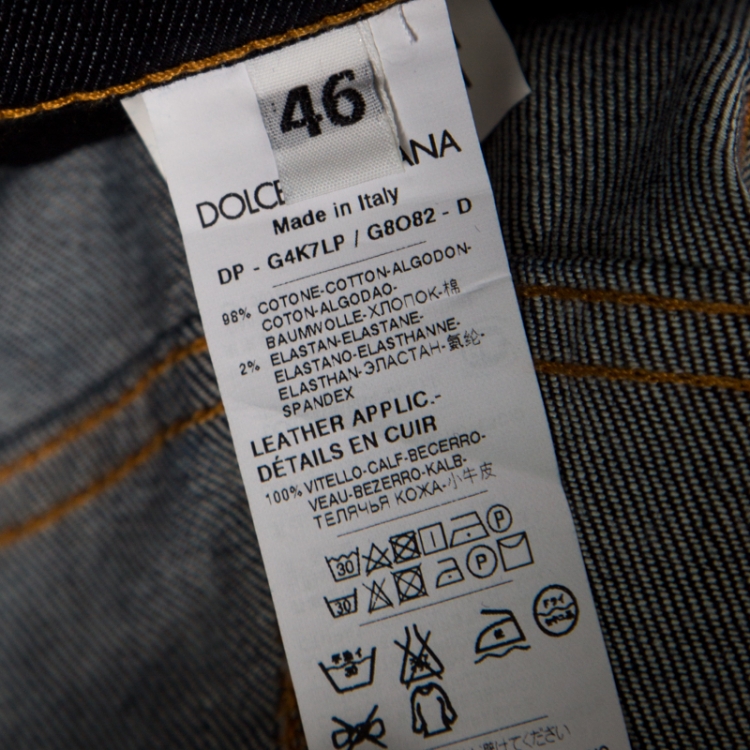 Pre Owned Dolce and Gabbana Indigo Dark Wash Stretch Denim Straight Fit Jeans L