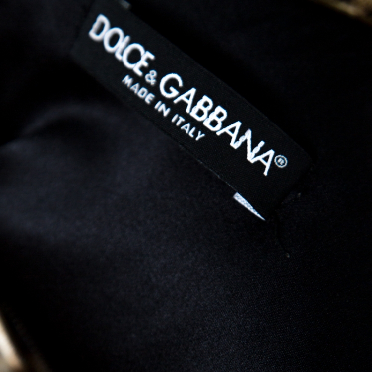 Pre Owned Dolce and Gabbana Brown Leopard Print Textured Sleeveless A-Line Dress S