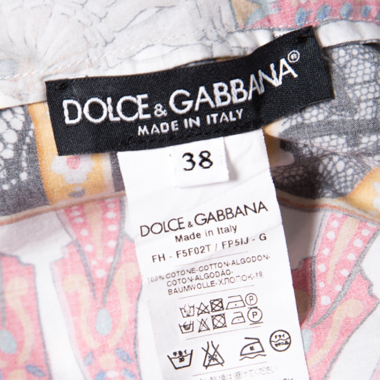 مملوكة مسبقًا Dolce and Gabbana Multicolor Floral Fans Printed Cotton Poplin Shirt S