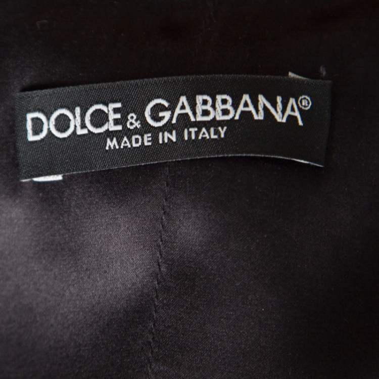 Pre Owned Dolce & Gabbana Black Houndstooth Patterned Wool and Silk Vest M