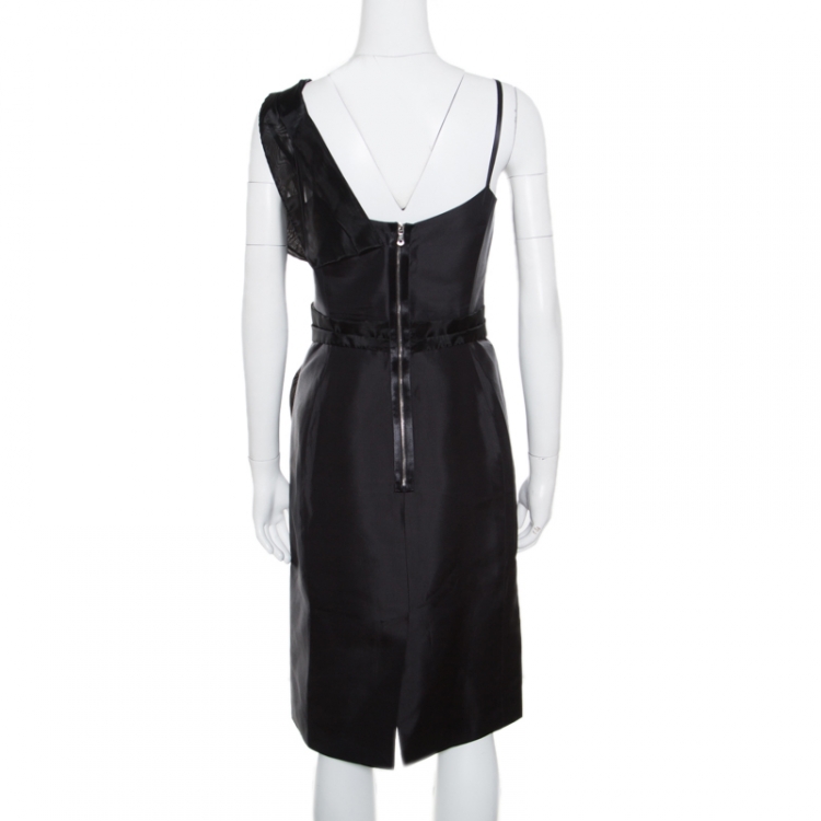 Pre Owned Dolce and Gabbana Black Organza Bow Detail Sleeveless Dress S
