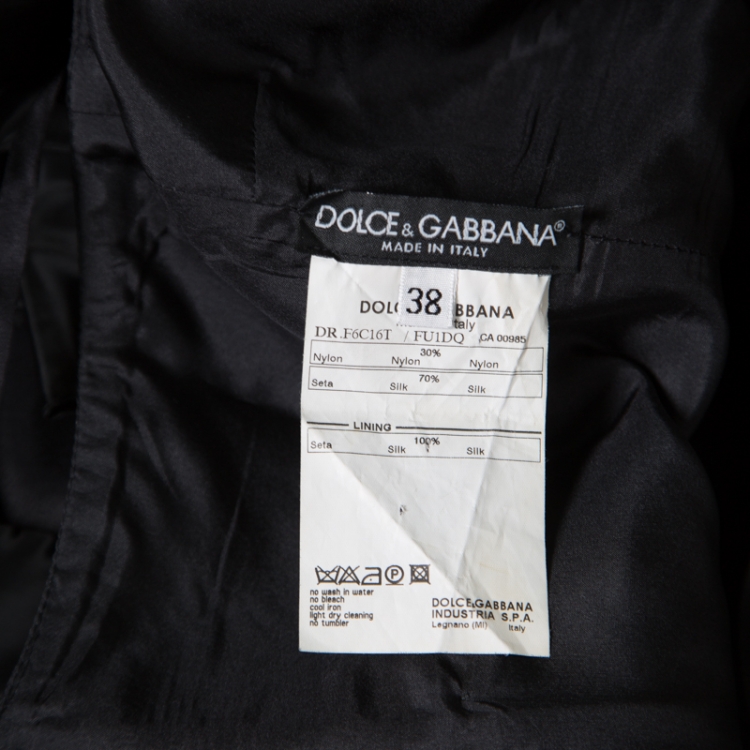 Pre Owned Dolce and Gabbana Black Organza Bow Detail Sleeveless Dress S