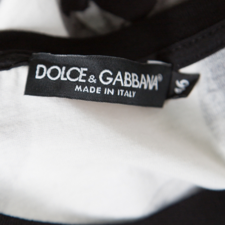 Pre Owned Dolce and Gabbana Monochrome Sphere Printed Cotton T-Shirt S