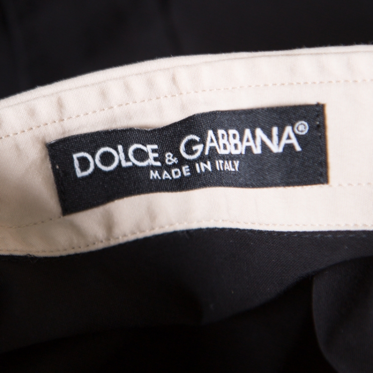 Pre Owned Dolce & Gabbana Black Contrast Collar Button Front Long Sleeve Shirt M