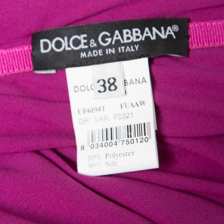 Pre Owned Dolce and Gabbana Pink Silk Ruched Strapless Dress S