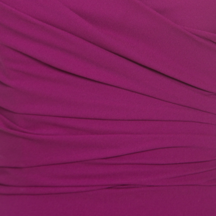 Pre Owned Dolce and Gabbana Pink Silk Ruched Strapless Dress S