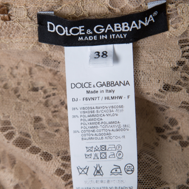Pre Owned Dolce and Gabbana Beige Floral Lace Elasticized Waist Sleeveless Jumpsuit S