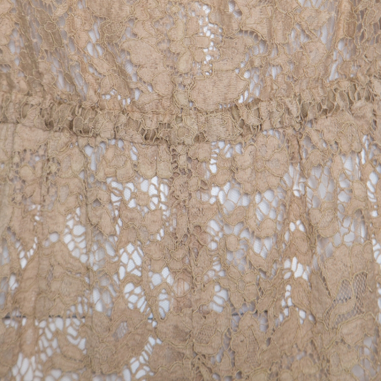 Pre Owned Dolce and Gabbana Beige Floral Lace Elasticized Waist Sleeveless Jumpsuit S
