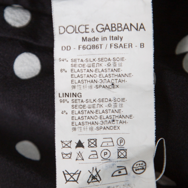 Pre Owned Dolce and Gabbana Black Polka Dotted Silk Halter Dress S