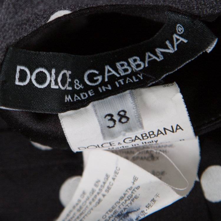 Pre Owned Dolce and Gabbana Black Polka Dotted Silk Halter Dress S