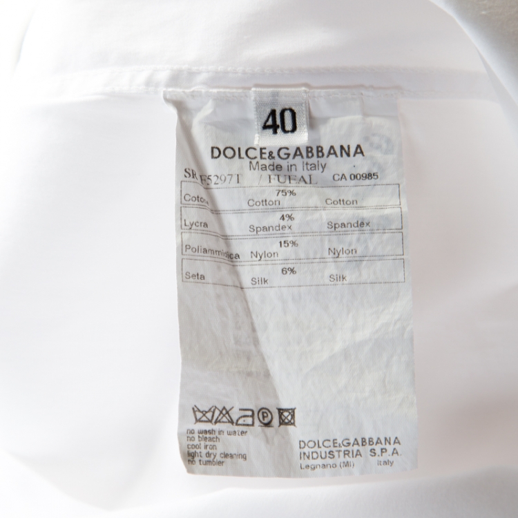 مملوكة مسبقًا Dolce and Gabbana White Button Front Long Sleeve Tailored Shirt S
