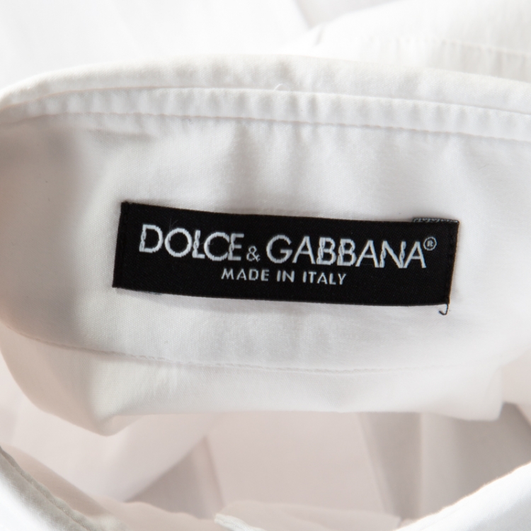 مملوكة مسبقًا Dolce and Gabbana White Button Front Long Sleeve Tailored Shirt S