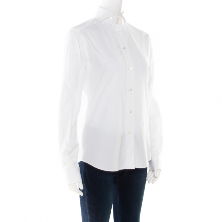 مملوكة مسبقًا Dolce and Gabbana White Button Front Long Sleeve Tailored Shirt S
