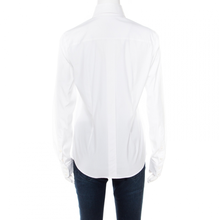 مملوكة مسبقًا Dolce and Gabbana White Button Front Long Sleeve Tailored Shirt S