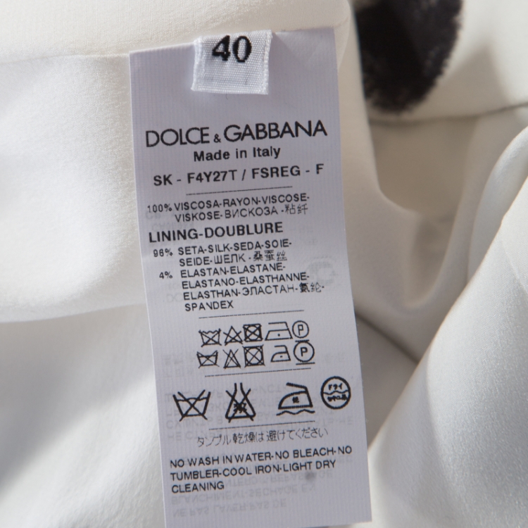 Pre Owned Dolce and Gabbana Monochrome Brushstroke Polka Dot Printed Maxi Skirt S