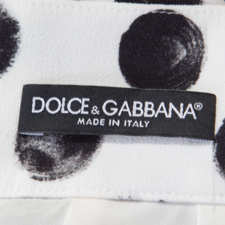 Pre Owned Dolce and Gabbana Monochrome Brushstroke Polka Dot Printed Maxi Skirt S