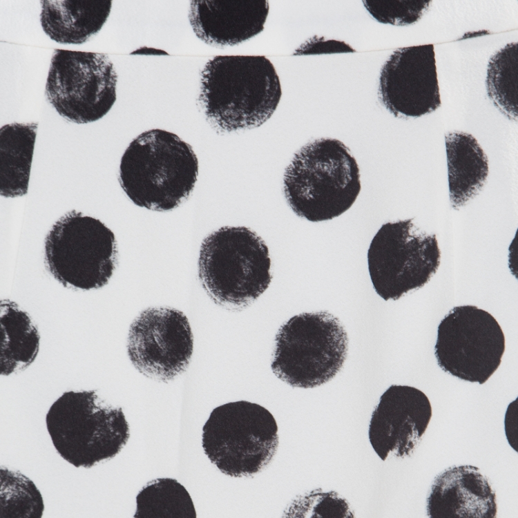Pre Owned Dolce and Gabbana Monochrome Brushstroke Polka Dot Printed Maxi Skirt S