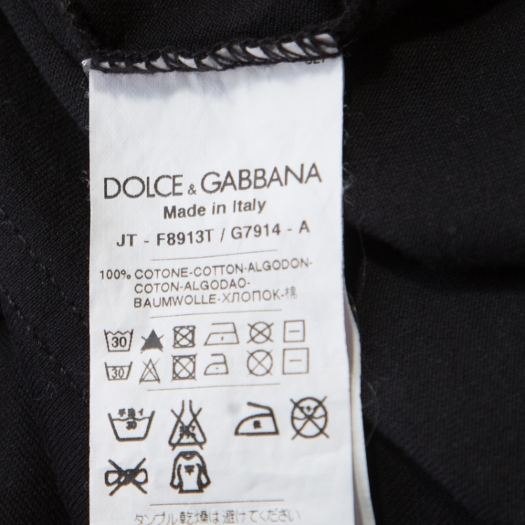 Pre Owned Dolce and Gabbana Black I want to be Sicilian Bag Printed T-Shirt M