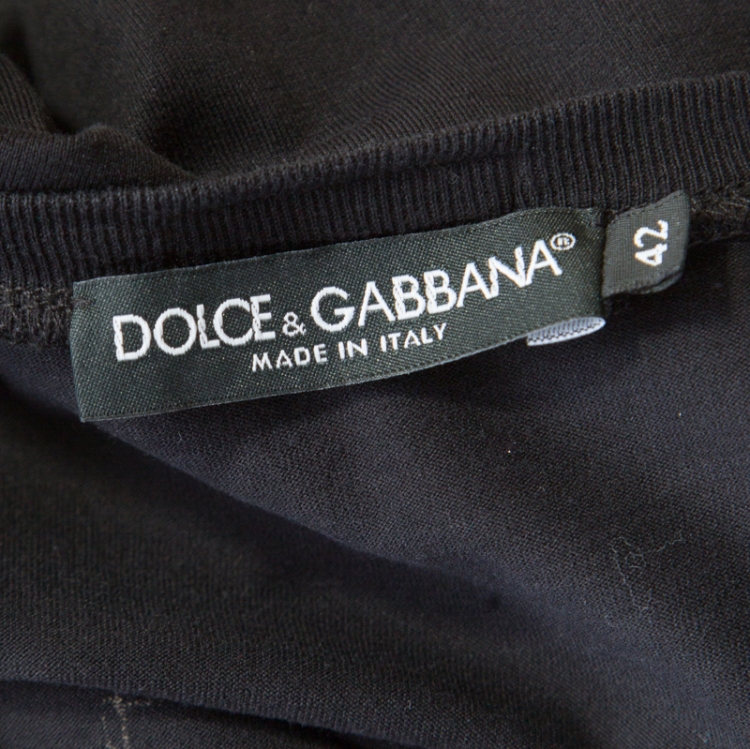 Pre Owned Dolce and Gabbana Black I want to be Sicilian Bag Printed T-Shirt M