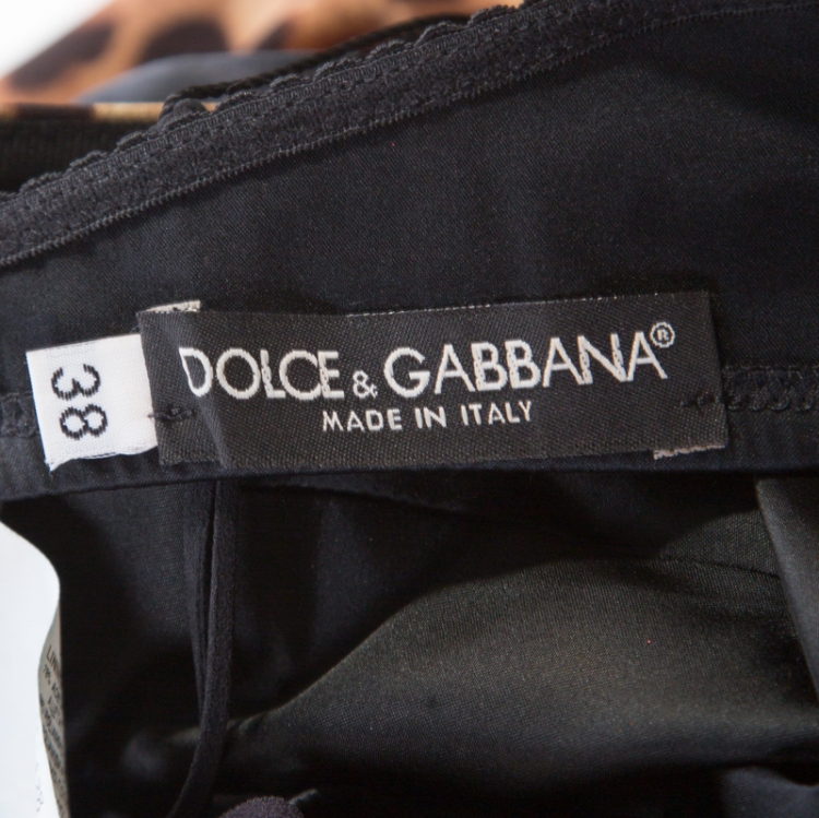Pre Owned Dolce and Gabbana Brown Animal Printed Ruched Sleeveless Dress S