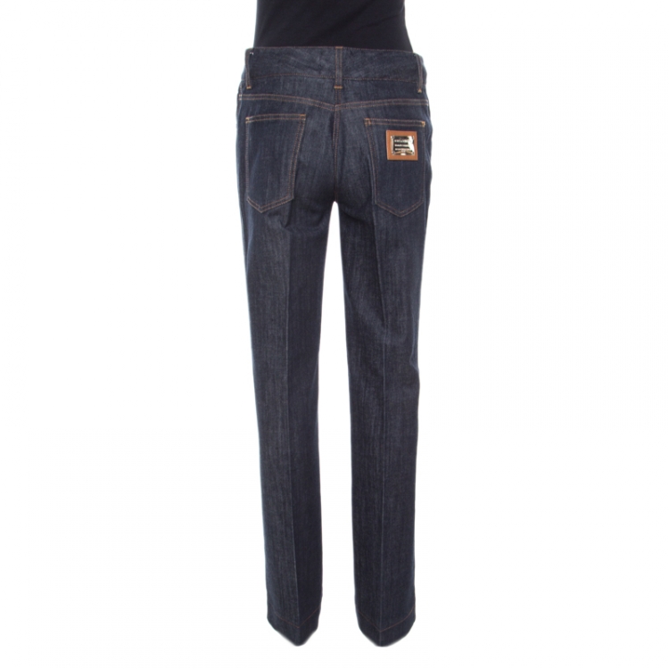 Pre Owned Dolce & Gabbana Indigo Dark Wash Straight Fit Denim Jeans M
