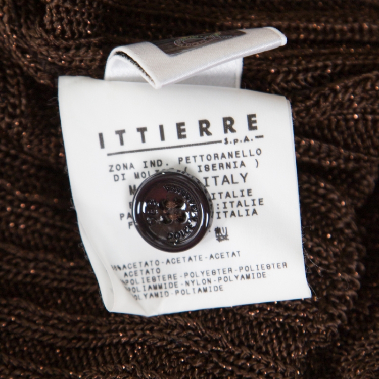 Pre Owned Dolce and Gabbana Chocolate Brown Lurex Insert Button Front Cardigan M