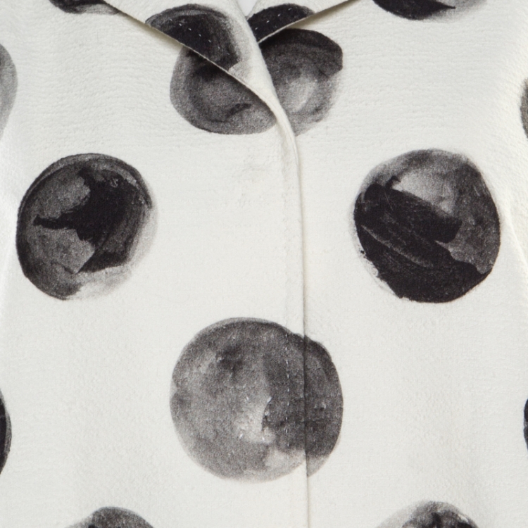 Pre Owned Dolce and Gabbana White Polka Dot Print Cotton Blazer M