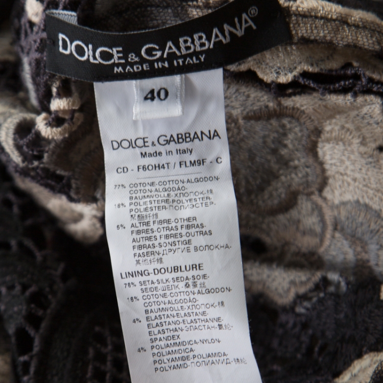 Pre Owned Dolce & Gabbana Multicolor Lurex Detail Embroidered Floral Lace Dress S