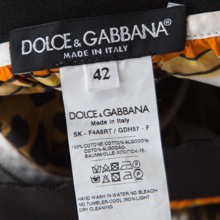 Pre Owned Dolce and Gabbana Multicolor Majolica Leo Tile Print Cotton A Line Skirt M