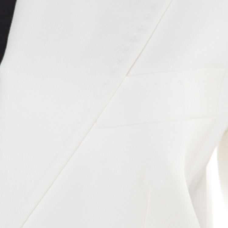 Pre Owned Dolce and Gabbana Off White Cotton Tailored Suit S