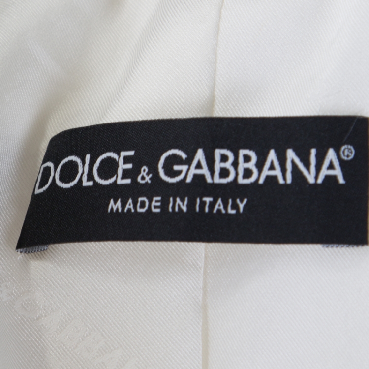 Pre Owned Dolce and Gabbana Off White Cotton Tailored Suit S
